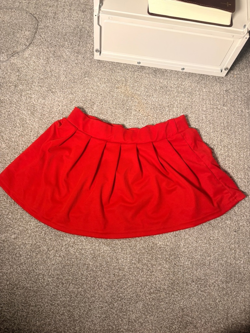 Women's Red Pleated Skater Skirt